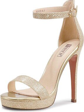 Chic Open Toe High Heel Sandals with Ankle Strap - Perfect for Weddings